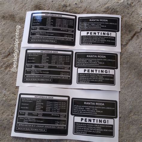 Jual Stiker Penting Rantai Roda Informasi Ban Motor Shopee Indonesia