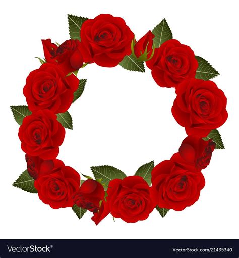 Red Rose Flower Wreath Vector Image On Vectorstock Flower Picture Frames Red Rose Flower