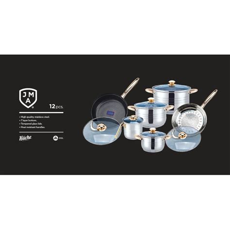 Bateria De Cocina Acero Inoxidable 12 Piezas KUCHE Mod JMA 2