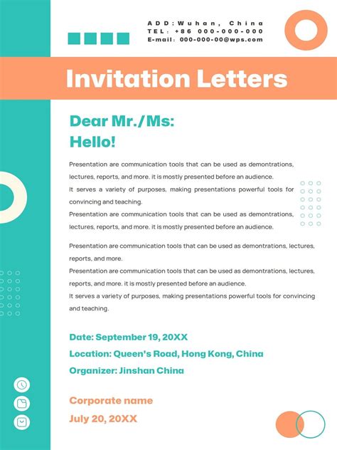 WORD Of Orange Green Invitation Letters Docx WPS Free Templates