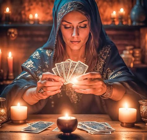 El Lector Del Tarot Elige Las Cartas Del Tarot El Adivino Lee Las