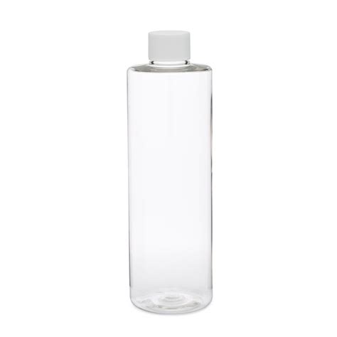 16 Oz Clear Pet Plastic Cylinder Bottles White Cap Berlin