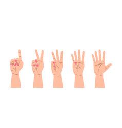 Counting Hand Countdown Gestures Language Number Vector Image