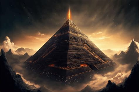 Premium Photo Futuristic Dark Pyramid Hovering Over Surface Of Earth