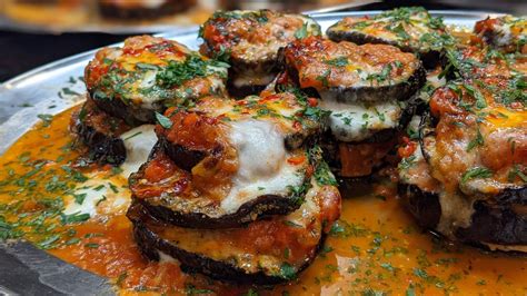 Roasted Eggplant Parm Stacks With Hot Honey On Top Rachael Ray Recipe Rachael Ray Show