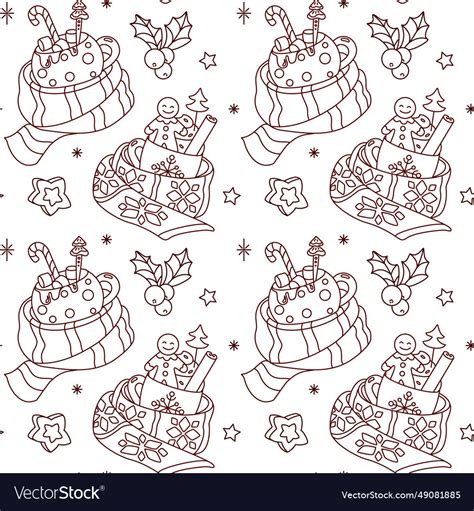 Christmas Hot Chocolate With Marshmallows Vector Image