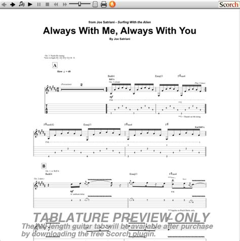 Joe Satriani Always With You Always With Me Guitar Tab ...