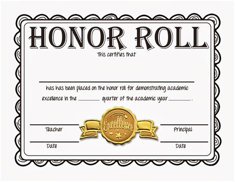 A Honor Roll Certificate Template - Printable Calendars AT A GLANCE