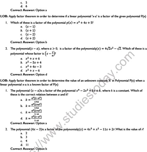 Cbse Class Mathematics Polynomials Worksheet Set D Worksheets Library