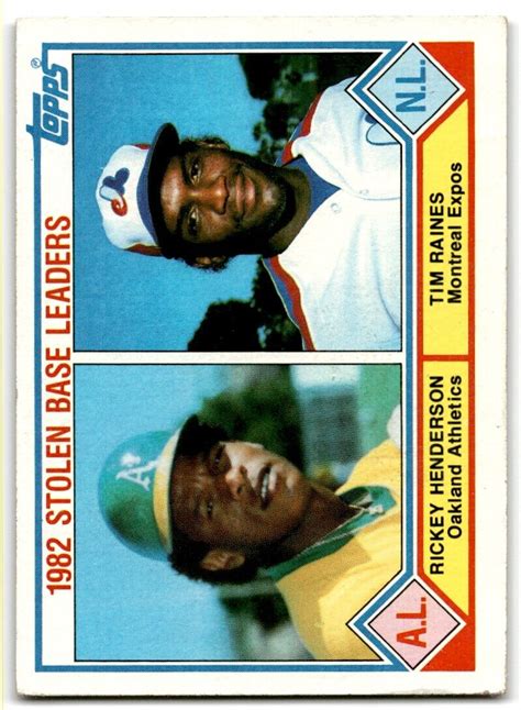 Topps Stolen Base Leaders Rickey Henderson Tim Raines Set