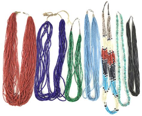 Lot Pc Native American Mineral Beaded Necklaces