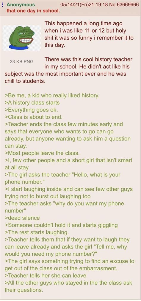 Anon Has An Awkward Classmate Rgreentext