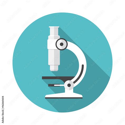 Microscope Circle Icon With Long Shadow Flat Design Style Microscope