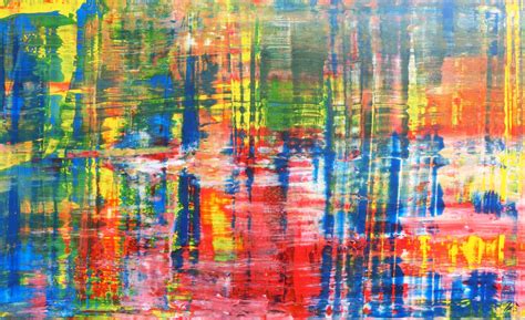 Buntes Acrylbild Abstrakt Spachteltechnik Modern Handgemalt Auf