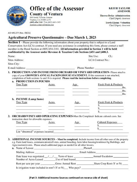 Fillable Online Assessor Countyofventura Protest Form For County