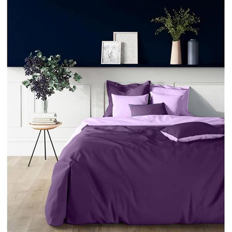 Housse De Couette Coton Bicolore TERTIO Violet Housse De Couette