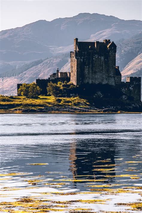 Vertical View Of The Famous Eilean Donan Island In Loch Duich Scotland