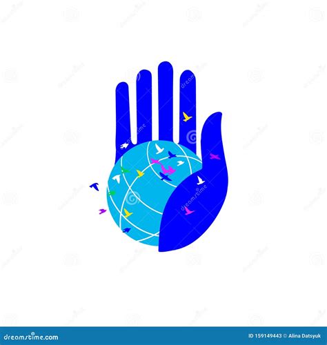 Globe On Their Fingertips Illustration Metaphor Of Peace And Ecology