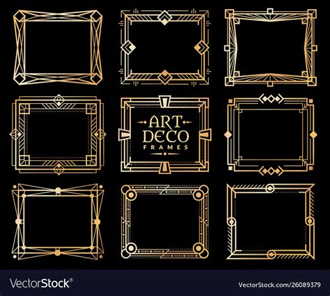 Art deco frames gold gatsby deco frame border Vector Image