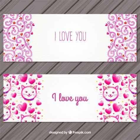 Free Vector Hand Drawn Valentine Day Banners