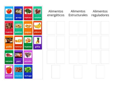 Tipos De Alimentos Ordenar Por Grupo