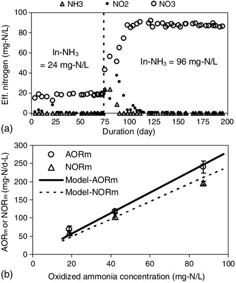 A The Effluent Ammonia Nitrite And Nitrate Concentrations Under Download Scientific Diagram