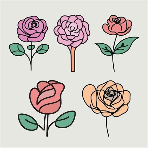 A Set Of Four Different Roses One With Leaves And One Without Wild