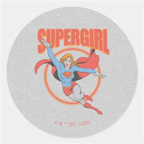 True Vintage Supergirl Flying Graphic Classic Round Sticker Zazzle