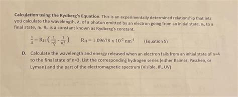 Calculation Using The Rydbergs Equation This Is An