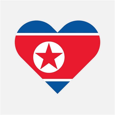 La bandera del corazón de Corea del Norte Vector Premium