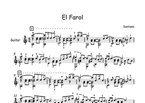 El Farol Arr Luc Vanhee By Santana Sheet Music For Solo Guitar At