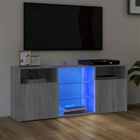 Vidaxl Meuble Tv Avec Lumi Res Led Sonoma Gris X X Cm