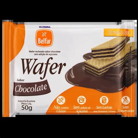 Biscoito Wafer Recheio de Chocolate Zero Lactose sem Glúten Olvebra