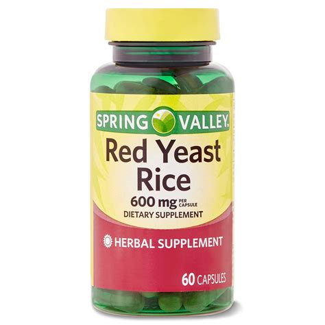 Spring Valley Red Yeast Rice Dietary Supplement Capsules 600 Mg 60 Count