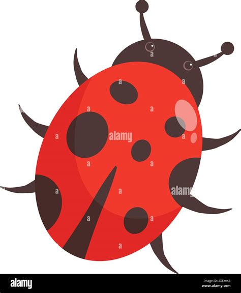 Cartoon Ladybug Is Crawling Along Showing Off Its Bright Red Shell And