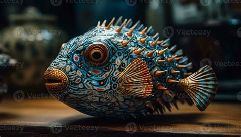 Ornate fish tank decoration showcases colorful saltwater fish ...