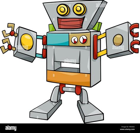 Cartoon Illustration Of Robot Or Droid Fantasy Character Stock Vector