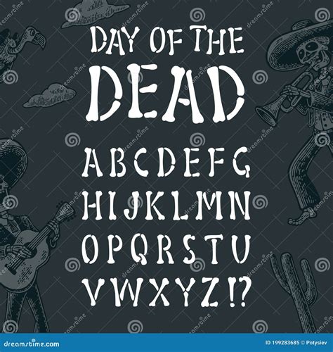 Alphabet is Made of Bones. Vector Font for Day of the Dead. Stock ...