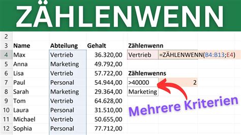 Excel Z Hlenwenn Funktion Tutorial Mehrere Kriterien Datum Formel