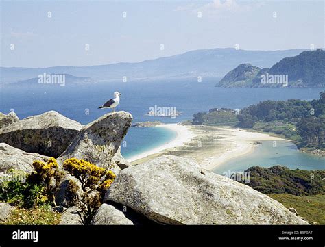 Vista de la isla de Monteagudo Islas Cíes Parque Nacional de las