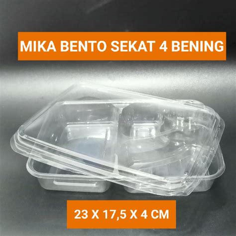 Jual MIKA BENTO SEKAT 4 BENING TRAY BENTO SEKAT 4 BENING ISI 50 PCS