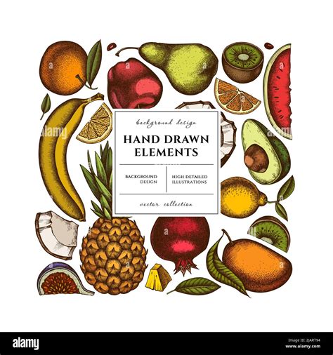 Fruits Square Card Or Invitation Design Frame Design With Bananas