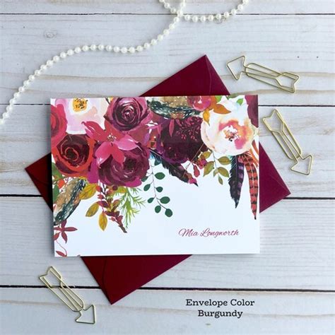 Personalized Floral Note Cards Set Personalized Stationery Etsy