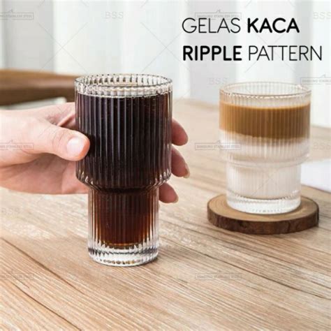 Jual Gelas Kaca Ml Ml Ml Kopi Susu Model Ripple Tebal Tinggi