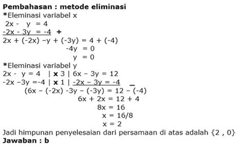 Contoh Soal Substitusi Dan Eliminasi Beserta Jawabannya Persamaan