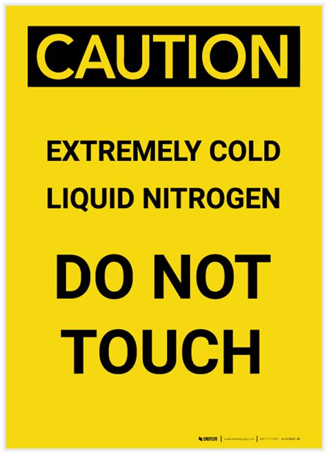 Caution Extremely Cold Liquid Nitrogen Portrait Label