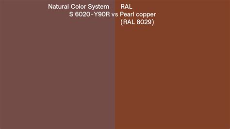 Natural Color System S 6020 Y90R Vs RAL Pearl Copper RAL 8029 Side By