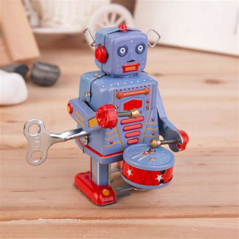 Aliexpress.com : Buy OCDAY Vintage Drumming Robot Metal Tin Clockwork Wind Up Tin Figure Toy ...