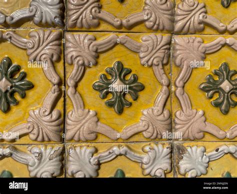 Old Wall Cladding In Ceramic Tile Typical Of Buildings In The City Of