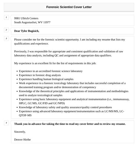 Forensic Scientist Cover Letter Velvet Jobs
